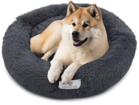 pfoten&nasen® Wolke 7 Hundebett [Dunkelgrau, M - 75cm] – Flauschiges Donut-Hundekissen für mittelgroße Hunde – Waschbares, Weiches Rundbett – Kuscheliges Hundesofa & Komfort-Schlafplatz