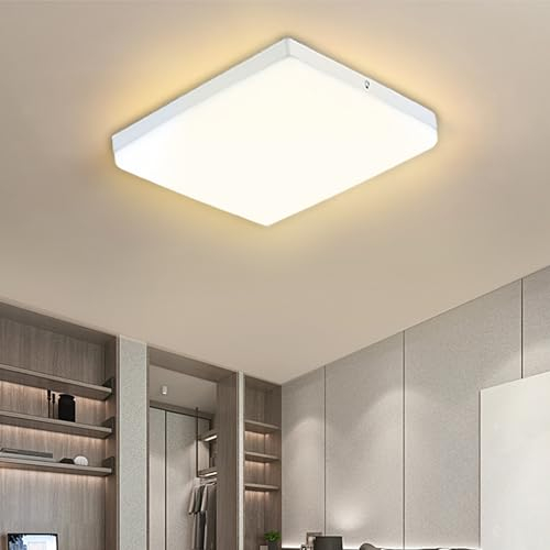 FTL Plafonnier LED 48W,Luminaire LED Salle De Bain Carré Blanc Chaud 3000K,4370LM,Lampe de Plafond,Luminaire Plafonnier IP44 pour Couloir,Balcon,Bureau 30x30cm