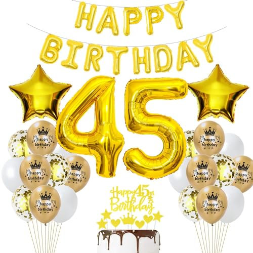 Luftballon 45. Geburtstag Deko Gold 45 Geburtstag Frau Gold Deko 45 Mann Frau Geburtstagsdeko 45 Jahre Luftballon 45 Jahr Ballons 45 Party Dekorationen