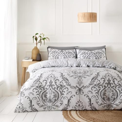 GC GAVENO CAVAILIA Juego de Funda de edredón Individual (135 x 200 cm), Ropa de Cama Reversible y Ropa de Cama Individual, polialgodón, Fundas de edredón Lavables, Color carbón