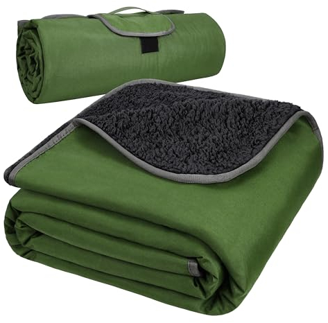 Kato Tirrinia Campingdecke Outdoor Decke Picknickdecke Reisedecke, Liebesdecke Sexdecke Outdoordecke Wasserdicht, Fleece Thermodecke Outdoor Camping Matte Ultraleicht Warme Decke 150x200, Grün