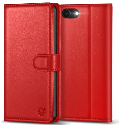 Handyhülle für iPhone SE 2022/2020 Hülle iPhone 7 / iPhone 8 Hülle Leder Klapphülle Brieftasche Kartenfach Ständer Magnet Handytasche Case Schutzhülle für iPhone SE 2022 5G/ SE 2020/8 / 7 - Rot