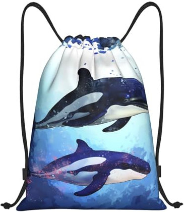 VducK Kordelzug-Rucksack für Herren, Orca-Killer-Wal-Kordelzug, Turnbeutel, Turnbeutel, Schwarz , S