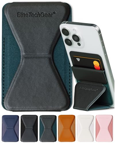 Elite Tech Gear Secure Phone Wallet with Adjustable Stand - Compatible with iPhone and Android – Adhesive Card Case for Men and Women, Dark Green - Phone Case with Card Holder