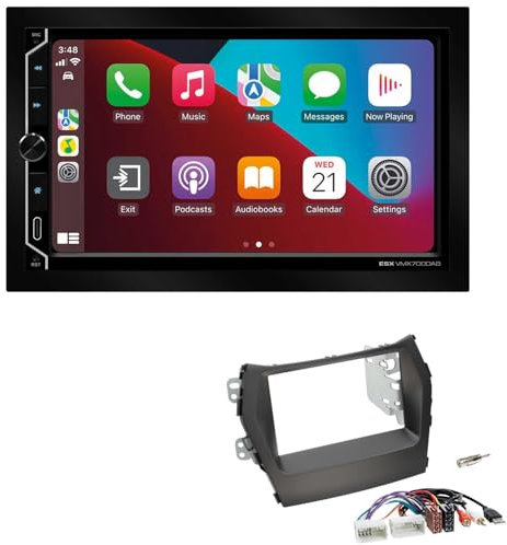 ESX VMX700DAB 2-DIN Autoradio kompatibel mit Wireless Apple CarPlay Android Auto Bluetooth DAB+ passend für Hyundai Santa Fe III ab 2012 schwarz