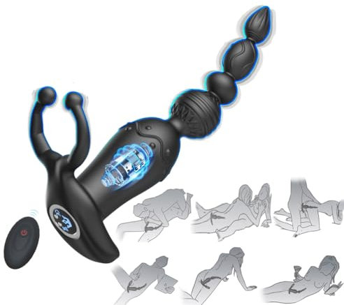 Analvibratoren für Mann Buttplug Analplug Vibration Sex Spielzeug für Paare G-Punkt Prostata Vibrator mit 10 Vibrationmodi Analkugeln Liebeskugeln mit Penisring Hoden Ring (Schwarz)