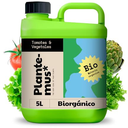 PLANTEMUS Abono Huerto BIOrganic para Tomates, Pimientos, Fresas, Hortalizas, Verduras. Fertilizante Líquido para Cosechas Abundantes, 5 L