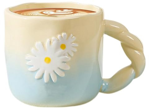 Tazas de margaritas de margaritas – 400 ml tazas de café de cerámica de margaritas – tazas creativas para té, café, leche, tazas y bebidas frías y calientes