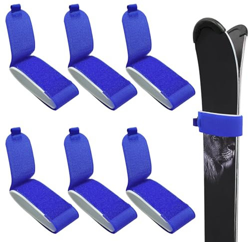 dabinzhijia 6 Pezzi Nastro di Fissaggio per Sci, Cinghie da Sci, Cinghie Fermasci, Ski Tracolla Regolabile, Accessori per Lo Sci per Snowboard, Bastoncini