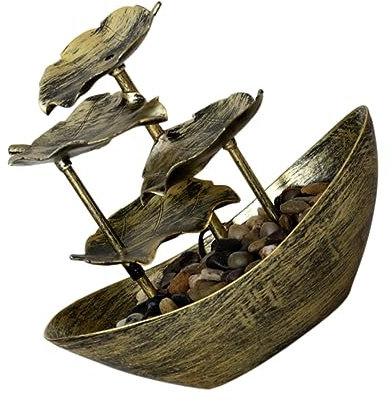 Ciieeo Goldener Lotusblatt Wasserfall Brunnen Led Tischbrunnen Wohnraum Deko Entspannungslicht Für Büro Wohnzimmer Hydroponik Pflanzbecken Schwebendes Wasserspiel Beruhigende Atmosphäre