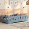 smartwood Bodenbett 120x200 Blau - Montessori Kinderbett aus Holz mit FSC-Zertifikat TILA 2B mit Rausfallschutz & Lattenrost bis 300kg belastbar - Einfache Montage