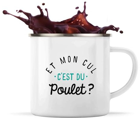 Tasse Métal Et mon cul | Mug | Idée Tasse Personnalisable en Métal Cadeau Anniversaire Camping Fête Original Famille Travail Départ Collègue Retraite Noël.