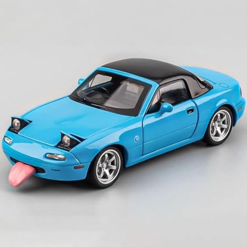 MODVKVK Mazda MX-5 Miata 1:32 Modellauto, Spielzeugauto mit Licht & Musik, Abnehmbares Verdeck, Zurückziehfunktion, Legierungsdruckguss, Ideal für Kinder ab 3 Jahren & Sammlermodellauto (Blau)