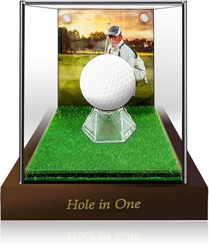 WANGZHAOKEJISM Golf-Golfball-Vitrine aus Holz für Hole-in-One, professionelle Pokal-Vitrine mit beschreibbarem Namensschild, ideal für Ihren Pokal oder Ihr Büro