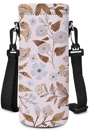 RICHEN Neoprene Water Bottle Carrier Bag with Adjustable Shoulder Strap,Insulated Water Bottle Cover for 1000ml/32oz Stainless Steel/Glass/Plastic Bottles (BC-59,1000ml)