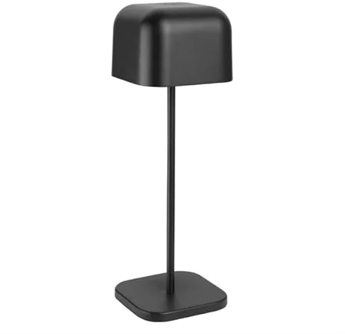 Olympia Lucca Rechargeable Table Lamp Square Dome, Black, 300mm | Cordless design ensures clutter-free dining tables; ideal for commercial restaurants, busy bars, and outdoor hospitality.