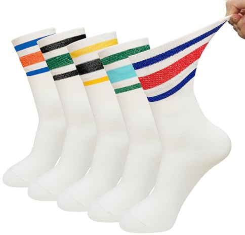 LOFIR Combed Cotton Socks Women: Seamless Crew Soft Top Socks Comfortable Breathable for Ladies Girls Hiking Walking Work 5 Pairs 3-11