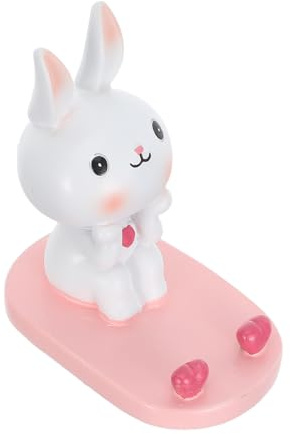 TOGEVAL Lapin Support de Téléphone Rose Portable en Résine pour Smartphone | Accessoire Bureau Kawaii, Support de Téléphone Portable de Table, Support de Téléphone de Bureau