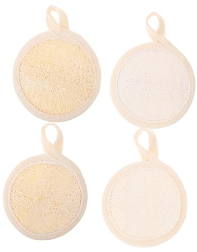 TOYZFRIENDY 4 Gesichtspeeling Pads aus Natürlichem Luffa Sanfter Gesichtsreiniger für Hauttypen Wiederverwendbar Weich und Hautfreundlich für Tiefenreinigendes Peeling und Glatte