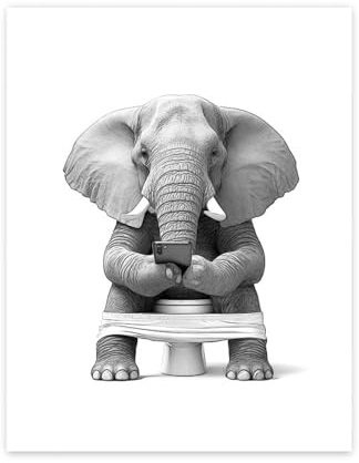 Qpswznk Wandbilder Leinwand Cartoon Elefant Leinwand Bilder Mit Holzrahme, Moderne Wandbilder Wohnzimmer, Rahmen Kunstdruck Gemälde,Wandgemälde Zimmer Deko auf Wand Dekoration Wall Art15x20cm