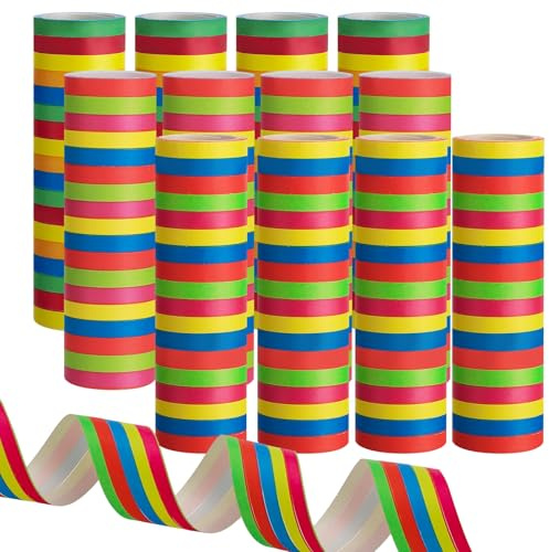 woric 12 Rollen Luftschlangen, Luftschlangen Bunt mit je 18 Abrisse | Luftschlange Party Dekoration Karneval Geburtstag Mottoparty Silvester
