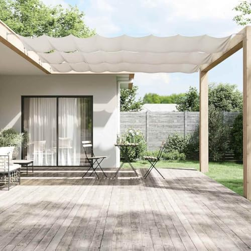 Bache Pergola, Auvent Vertical Blanc 140x600 cm Tissu Oxford pour Balcon, Terrasse Et Jardin