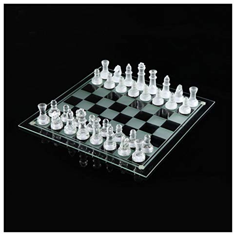 LJTHUU Schachbrett-Set aus Glas, klares, Elegantes Design, robuste Konstruktion, alle Funktionen, leicht zu transportieren, sorgt für Stabilität und perfektes Schachspiel.