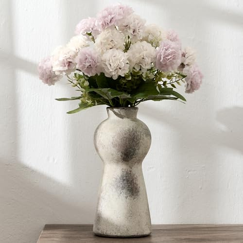 Rustikale Keramik-Blumenvase, 20 cm, niedlicher Boho-Stil für Heimdekoration, moderne Bauernhaus-Terrakotta-Vase für Wohnzimmer, Tisch, Regal, Kamindekoration, Bauernhaus, Naturbraun