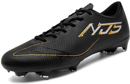 NUTTOPL Zapatos de Fútbol para Hombre Spike Profesionales Atletismo Calzado de Fútbol Turf Adolescentes Zapatillas de Deporte Zapatos de Fútbol al Aire Libre de Competición Negro 38 EU