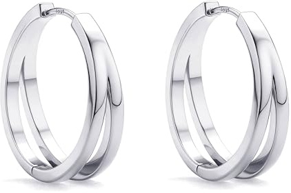 S925 Silver Plated Post Stecker Doppel Ohrringe Creolen Earrings Ohrschmuck | 1 Pair 16K vergoldet/Silber Tone Trendiger Zirkonia Earrings for Women Damen Hypoallergen 20G 8mm,Mit CZ