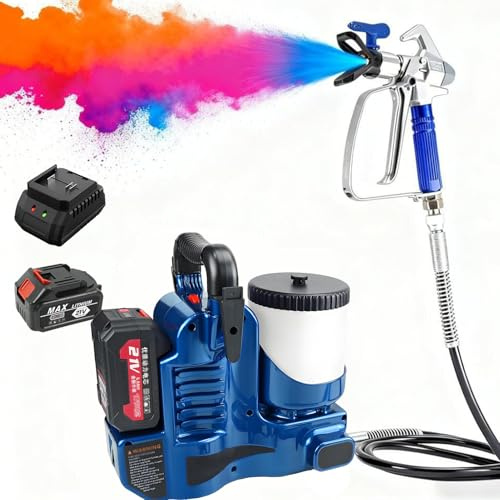 Pulverizador de Pintura sin Aire de Alta presión, 500 W, presión máxima de 15 MPa, Compatible con látex y Pintura a Base de Agua, para Casas y terrazas. 1battery