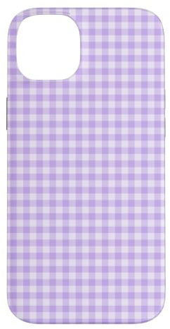 Custodia per iPhone 14 Plus Lavanda Mini Gingham Viola Chiaro Piccolo Check Cottagecore