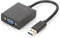 DIGITUS Adaptador de gráficos USB 3.0, USB A a VGA, Full HD, 1920x1080 píxeles, plástico, negro