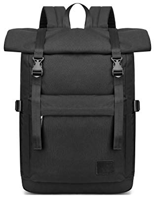 FANDARE Groß Rucksack für 15.6 Zoll Laptop Roll-Top Schultasche Schultasche Mädchen Junge Schulrucksack Herren Damen Rucksäcke zum Business Reise Schulranzen Daypacks Wasserdicht Schwarz