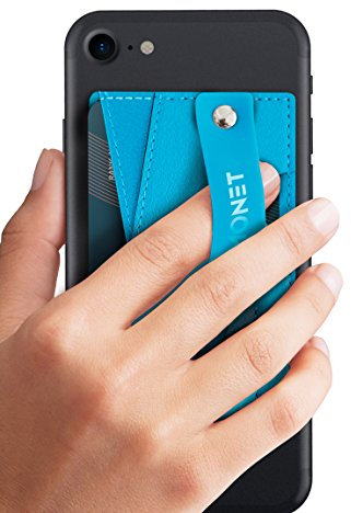 MONET Smartphone Slim Wallet Handygriff & Handyständer, Selbstklebende Tasche, Universal Handy-Kartenhalter mit verstellbarem Griff und Kickstand, Etui für Geldkarten, Visitenkarten, Hellblau