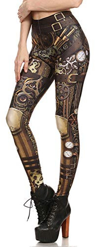 Damen Steampunk-Retro-Leggings, Comic-Cosplay, Punk, Polyester, Gothic, Hose, Capris, Pants, S-4XL, Übergröße - - Mittel