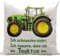Kilala Traktor Kissen, bedrucktes Kissen mit Spruch Ich schnarche nicht…, Weiß in 40 x 40 cm