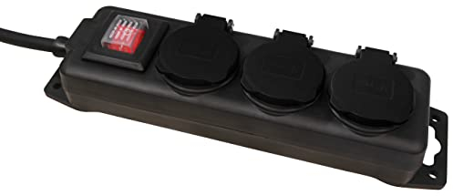 MC Power - Presa multipla da giardino - 3 prese con interruttore, presa esterna a 3 prese - Adatto per roulotte, campeggio, cantina, giardino