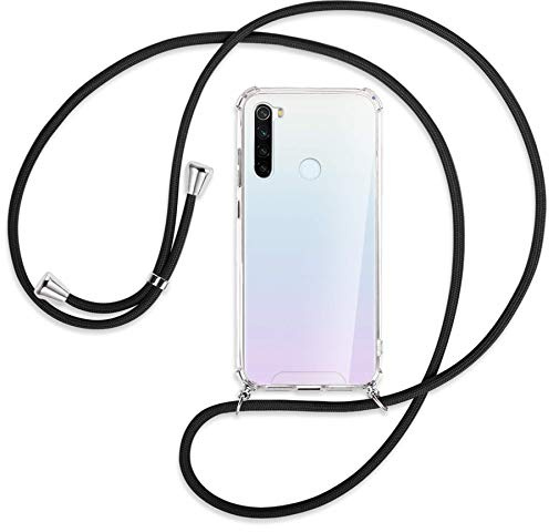 mtb more energy® Handykette kompatibel mit Xiaomi Redmi Note 8T (6.3'') - schwarz - Smartphone Hülle zum Umhängen - Anti Shock Strong TPU Case