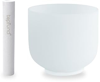 TOPFUND C Note Kristall-Klangschale, Wurzelchakra, 20,3 cm, mit Wildlederhammer