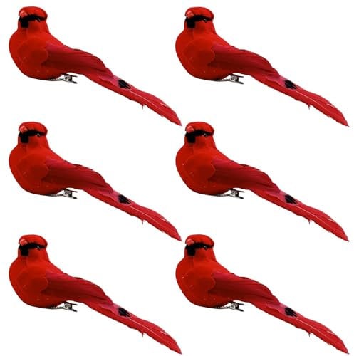 Künstliche Vögel Kardinäle Roter künstlicher Vogel mit Clips für Parkdekoration Garten Weihnachtsbaum Outdoor Ornamente