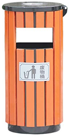 MYBA Cubo de basura de madera, papelera, cubo de basura de Park College Gardens, cubo de basura redondo para exteriores (color naranja)