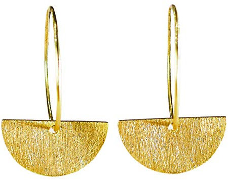 Goldcreolen mit Halbmond für Damen, halbrunde Boho-Ohrringe, Messing