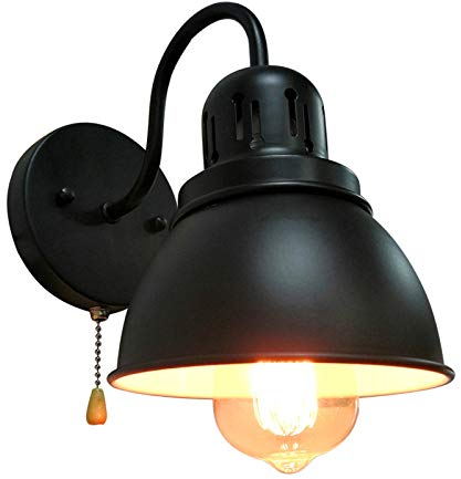 QJUZO Wandlampe Küche Mit Schalter, E27 Retro Industrielle Wandleuchte Nachttischlampe Leselampe Vintage Schwarz Schmiedeeisen Wandbeleuchtung Für Wohnzimmer Schlafzimmer Badezimmer Esszimmer Flur