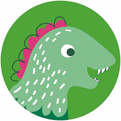 Komar DOT runde und selbstklebende Vlies Fototapete - Little Dino Tyranno - Ø Durchmesser 125 cm - Kindertapete, Dinosaurier, Comic, Kinderzimmer, Wandtattoo - D1-067
