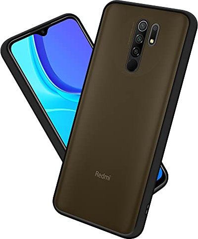 cadorabo Étui Compatible avec Xiaomi Redmi 9 en Noir Givré - Touches Rouges - Coque de téléphone Portable avec Silicone TPU à l'intérieur et Dos en Plastique Mat - Housse de Protection Coque Hybride