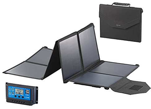 revolt Solaranlage Wohnmobil: Mobiles, faltbares Solarpanel, 100 W & Solar-Laderegler 30A (Solarpanel Set, Camping Solaranlage, Ladegeräte Autobatterien)