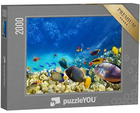 puzzleYOU: Puzzle 2000 Teile „Unterwasserwelt mit Korallen und tropischen Fischen, blaues Meer, Sonnenstrahlen“ – aus der Puzzle-Kollektion Unterwasser