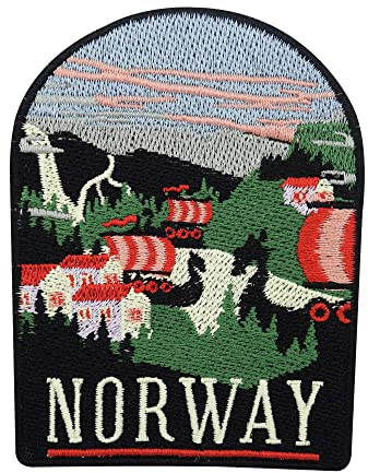 Finally Home Norway Wikinger Fjord Patch zum Aufbügeln | Norwegen Flagge Patches, Bügelbild, Aufbügler zum Aufnähen, Aufnäher