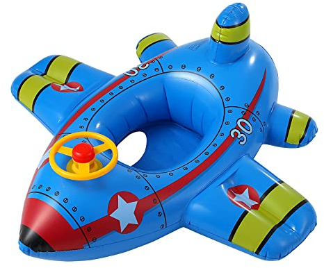 Faxianther Toddlers Inflatable Pool Float Kids Girls Boys Swimming Ring Float Seat Boat Baby Infants Airplane Design Floaties Inflatable Ride-ons Summer Party Decor for 1-4 Yrs